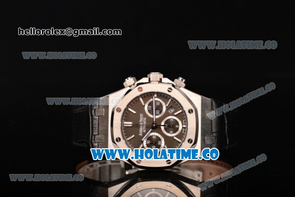 Audemars Piguet Royal Oak Chronograph 41mm Swiss Valjoux 7750 Automatic Steel Case with Stick Markers and Coffee Dial and Black Leather Strap (EF) - Click Image to Close